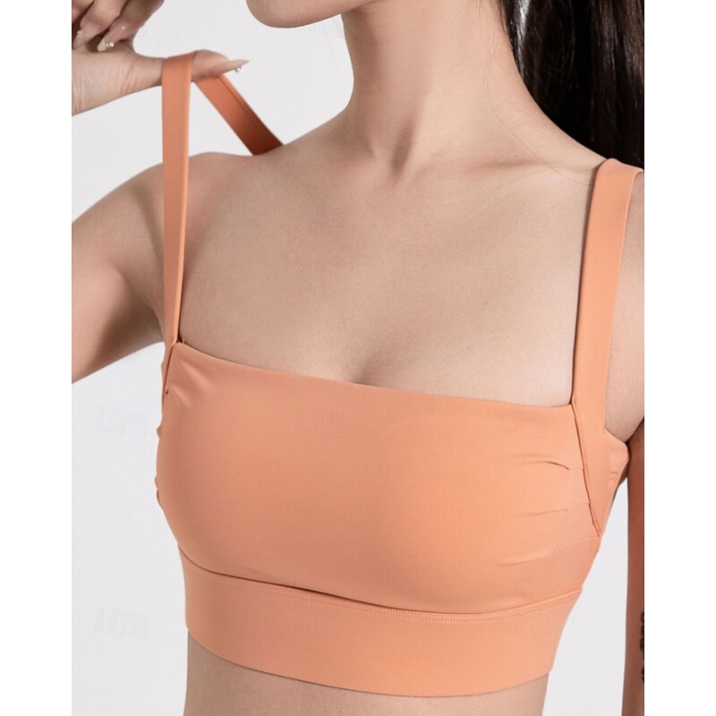 Women's Solid Colored Tennis Bra Sleeveless Shockproof Moisture Wicking Breathable Tennis Golf Jogging Spaghetti Strap Black Light Green Cream Tennis Clothing