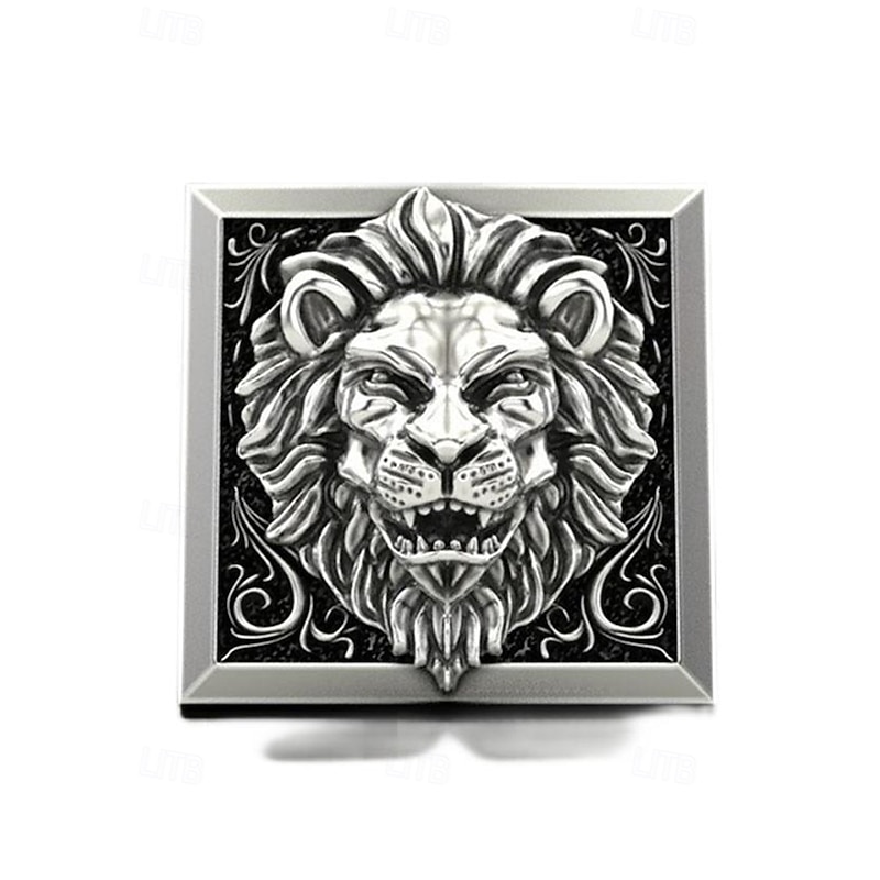 Men's statement lion head ring with pull-out detail and square design, Fashion statement jewelry for casual and formal occasions3