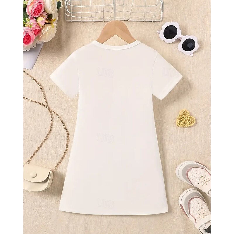 Girls' 3D Animal Dress Short Sleeve Summer Spring Vacation Daily Holiday Princess Beautiful Sweet Kids 4-12 Years Casual Dress Knee-length Regular Fit4