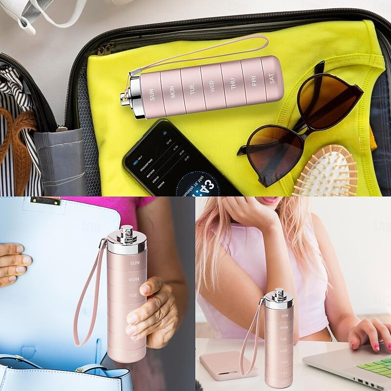 Metal Travel Pill Organizer, Portable Waterproof Weekly Pill Box, Large Aluminum Alloy Pill Case Container, BPA Free 7 Day Daily Medicine Organizer Holder for Vitamin, Fish Oil, Supplement2