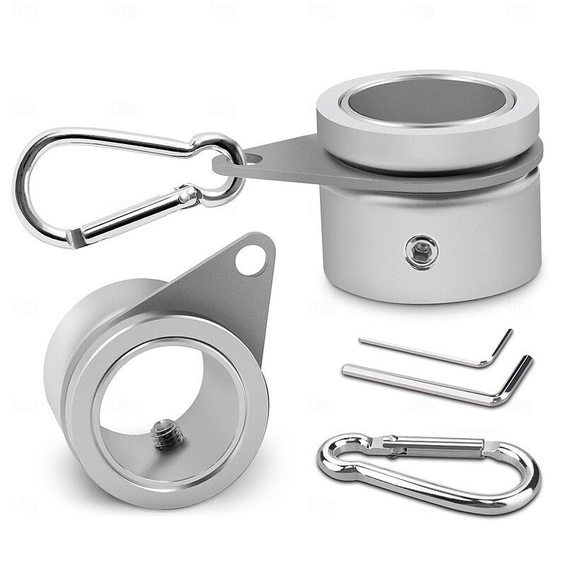 Flag Pole Rings, Aluminum Alloy Flagpole Rings 360°Rotating Anti Wrap Mounting Ring, Spinning Clips with Carabiner for 0.75-1.02 Inch Diameter Pack of 22