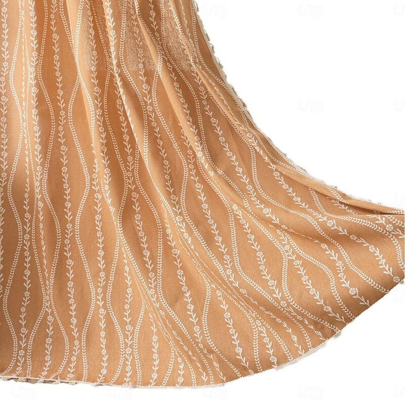 Boho Curtains Printed Cotton Linen Rod Pocket Vintage Farmhouse Bohemian Tassels Window Treatment 1 Panel Terracotta Stripe Florals for Bedroom Dining Room3