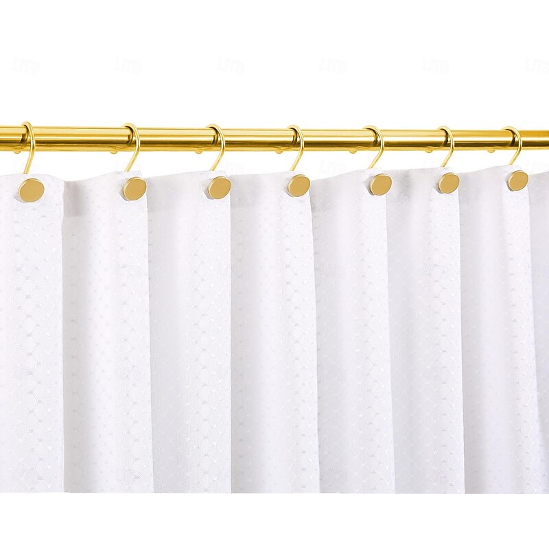 Gold Shower Curtain Hooks, Rustproof Shower Curtain Rings for Bathroom, Metal Shower Hooks for Shower Curtain Rod, Modern Decorative Shower Curtain Hangers Set of 12, Round Heavy Duty Design4