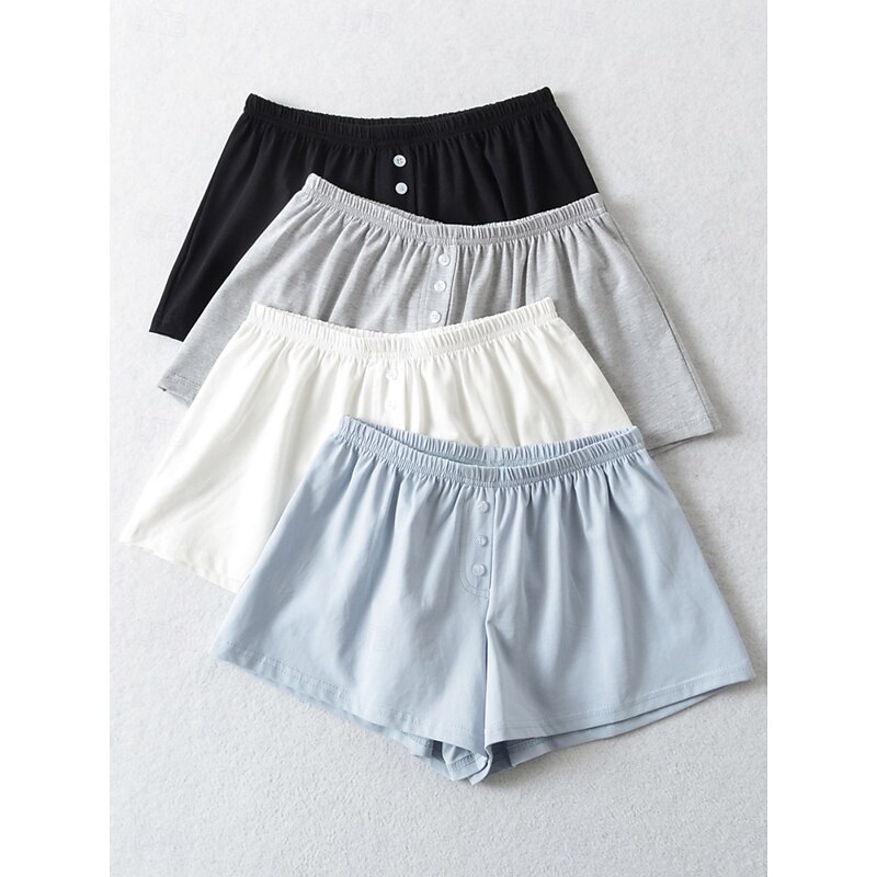 Women's Shorts Solid Color Chinos Fashion Casual Athleisure Short Mid Waist Plain Elastic Waistband Comfy Soft Comfortable Stretchy Outdoor Street Light Gray Black White Blue Summer Loose Fit2
