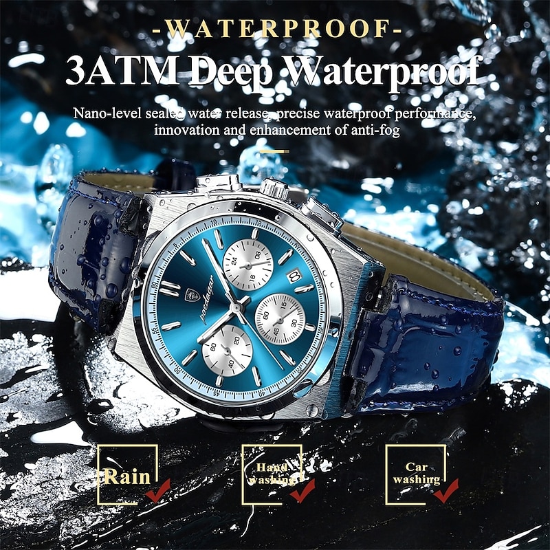 Men Quartz Watch Business Luminous Date Waterproof Leather Strap Watch4