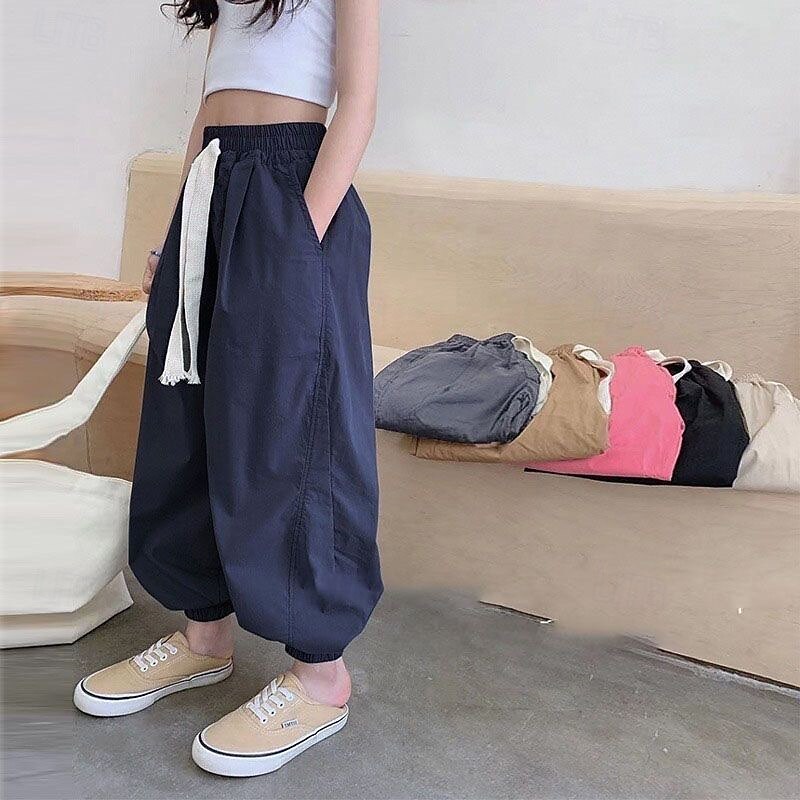 Kids Girls' Trousers Solid Color Fashion Pocket School 4 years+ Summer Wine Navy Blue - Main Image