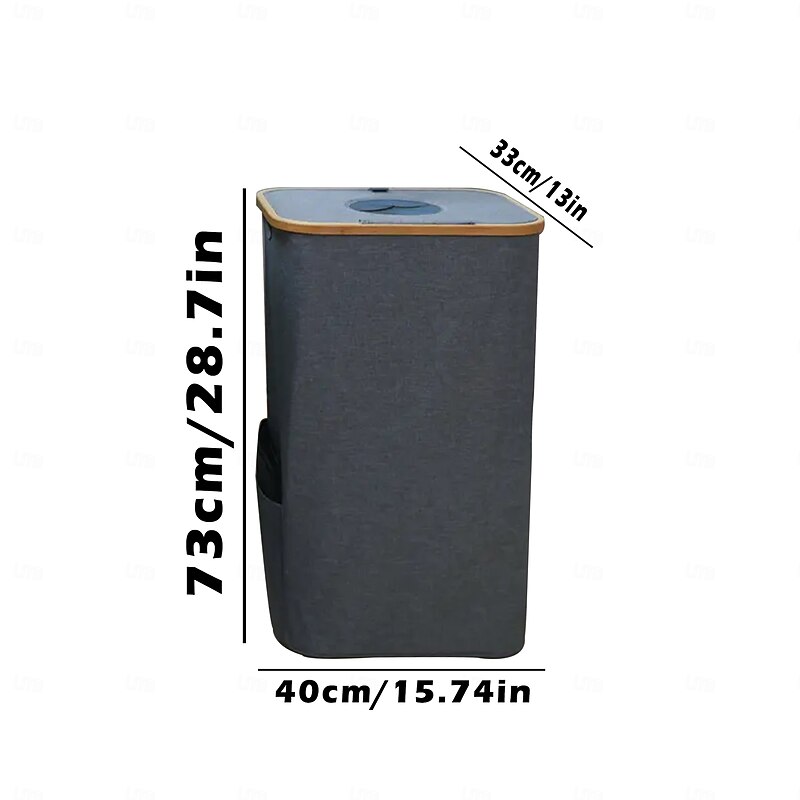 Recycling Bin for Kitchen Indoor Home, 100L Foldable Trash Can with Bamboo Frame, Removable Inner Bags, 4 Sturdy Support Rods, Multipurpose Waste Sorter for Bedroom Living Room Dorm Hotel4