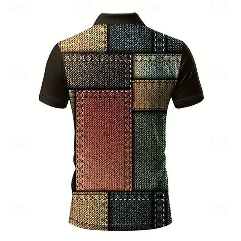 Men's Color Block Polo Short Sleeve Polo Shirts Collared Shirts Casual Athleisure Buttons Summer Black2