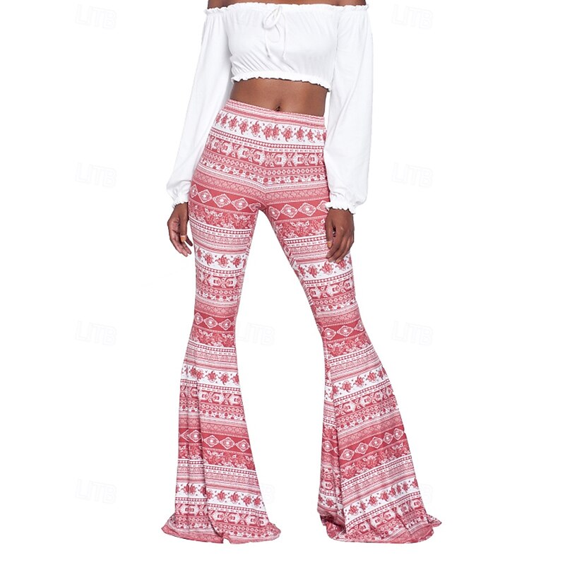 Women's Slacks Casual Boho Full Length Natural Flower Printing Comfy Outdoor Comfortable Outdoor Vacation Magenta Golden yellow Navy Black Summer Regular Fit2