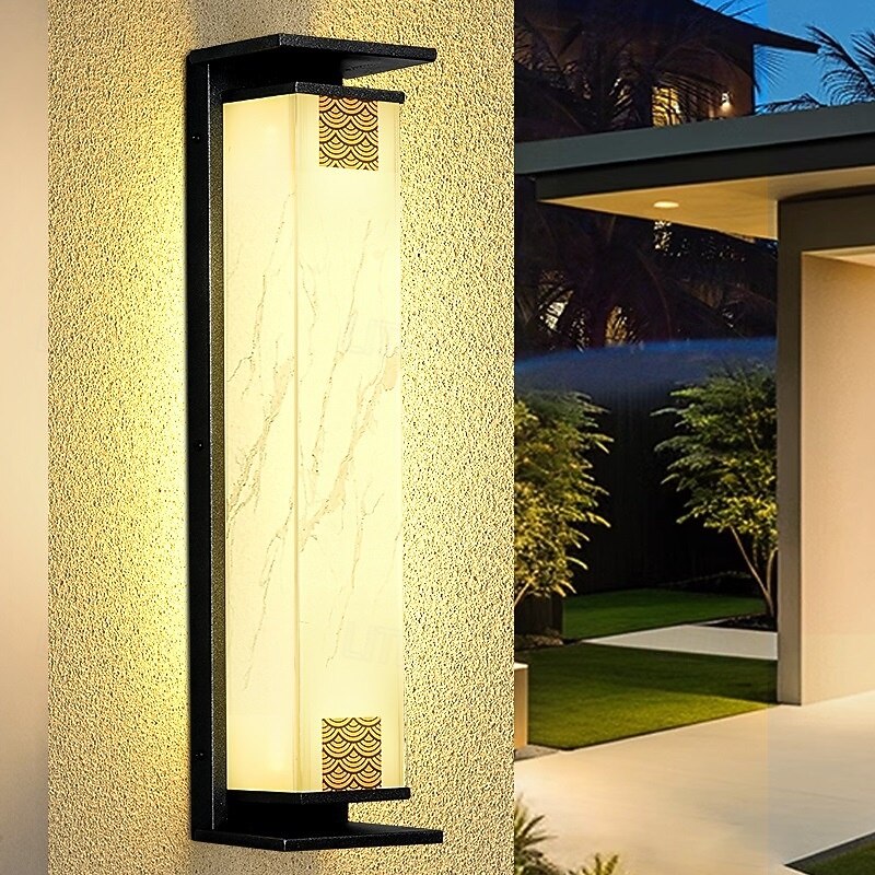 LED Outdoor Wall Light Warm White 75cm  IP65 Modern Sconces Wall Lighting Patio Light Fixture Black Rectangle Lights Marble Wall Lamp for Courtyard,Porch,Garage4