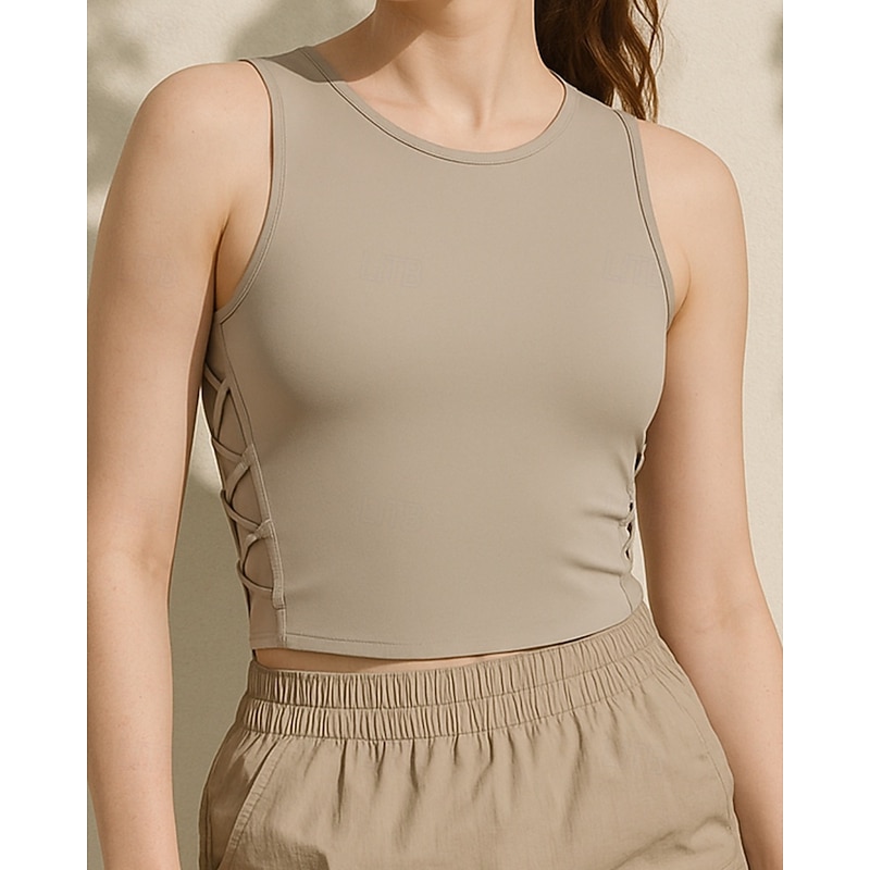 Women's Solid Colored Tank Top Sleeveless Breathable Tennis Pickleball Running Round Neck Tank Back Black Yellow Purple Tennis Clothing