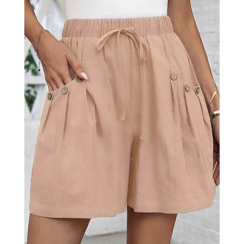 Women's Shorts Slacks Streetwear Short Natural Plain Pocket Elastic Drawstring Design Comfy Outdoor Outdoor Vacation Street Grey Black Dark Navy Blue Summer Regular Fit
