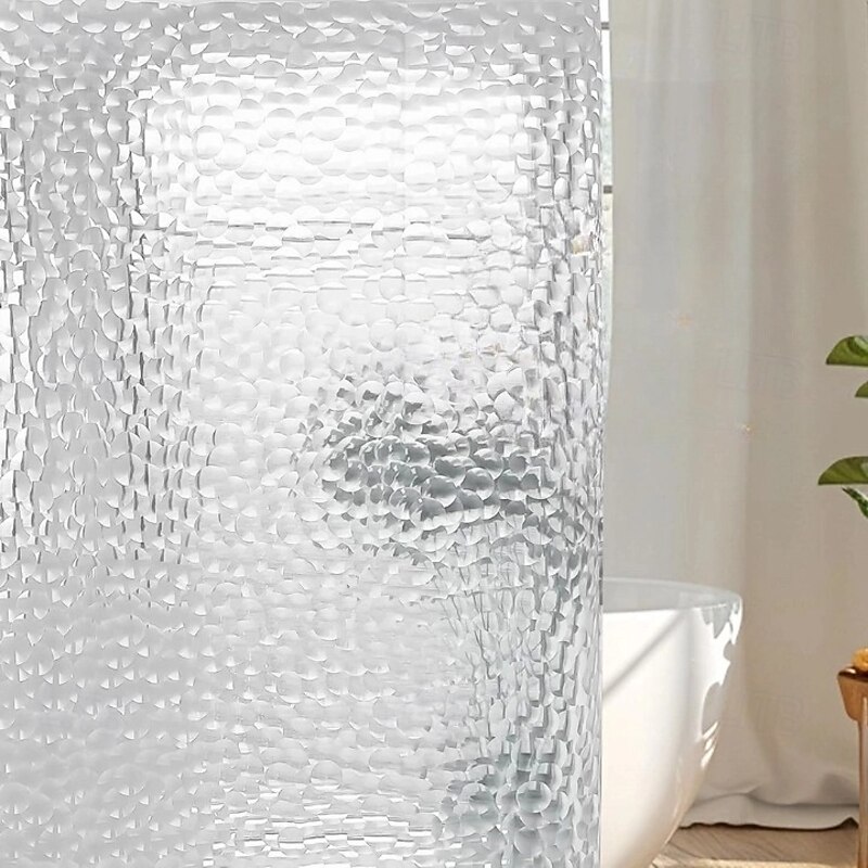 PEVA 8G Shower Curtain Liner, 72x72 Inch 3D Clear Blue Bubble Heavy Duty Waterproof Shower Curtain Liner Thick Plastic Shower Curtains Bathroom Shower Liner, 12 Hooks2