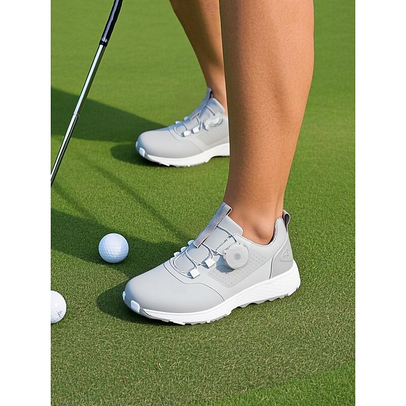 Women's Gray Waterproof Golf Shoes with Dial Lacing System – Comfortable Non-Slip Athletic Footwear for Outdoor Practice, Tournaments or Rainy Days2