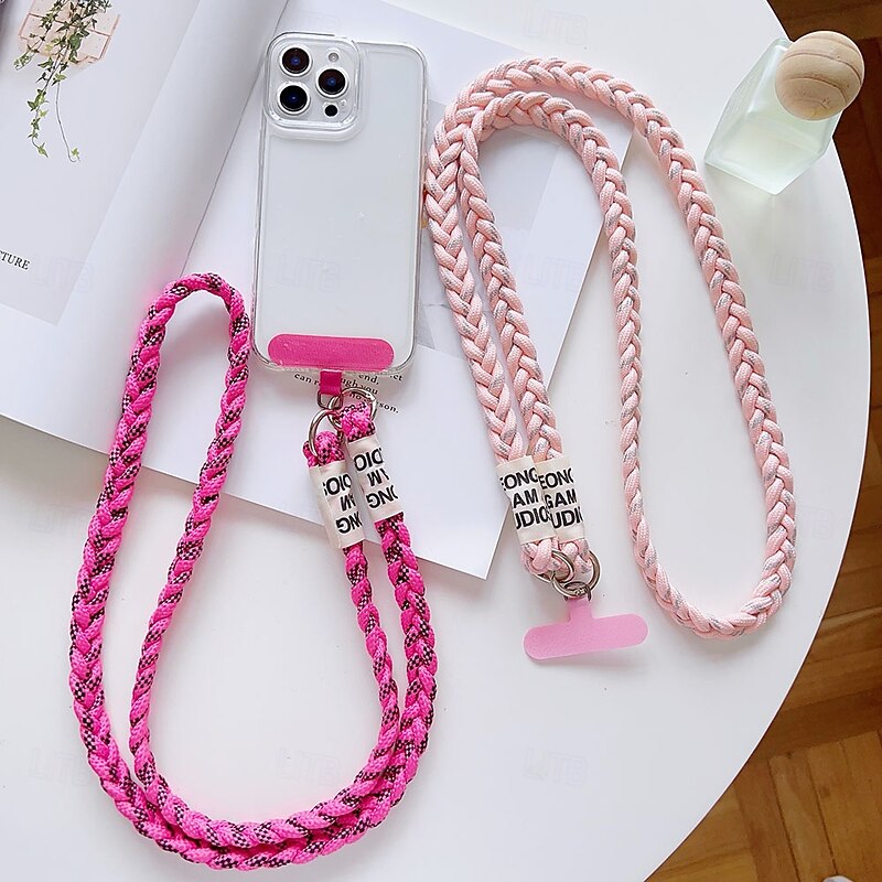 Multicolor Braided Phone Lanyard Strap with Detachable Clip for Phone Case – Adjustable Neck Rope for Women and Men