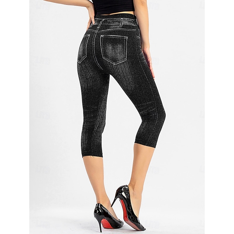 Women's Leggings Capri Pants 3D Print Chinos Vintage Streetwear Casual Calf-Length High Waist Plain Printing Comfy Soft Comfortable Stretchy Outdoor Street Black Red Blue Gray Summer Slim Fit4