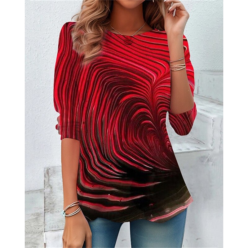 Women's T Shirt Tee Top Graphic Leopard Fashion Modern Long Sleeve Crew Neck Regular Tops Daily Print Red Brown Green Summer Spring