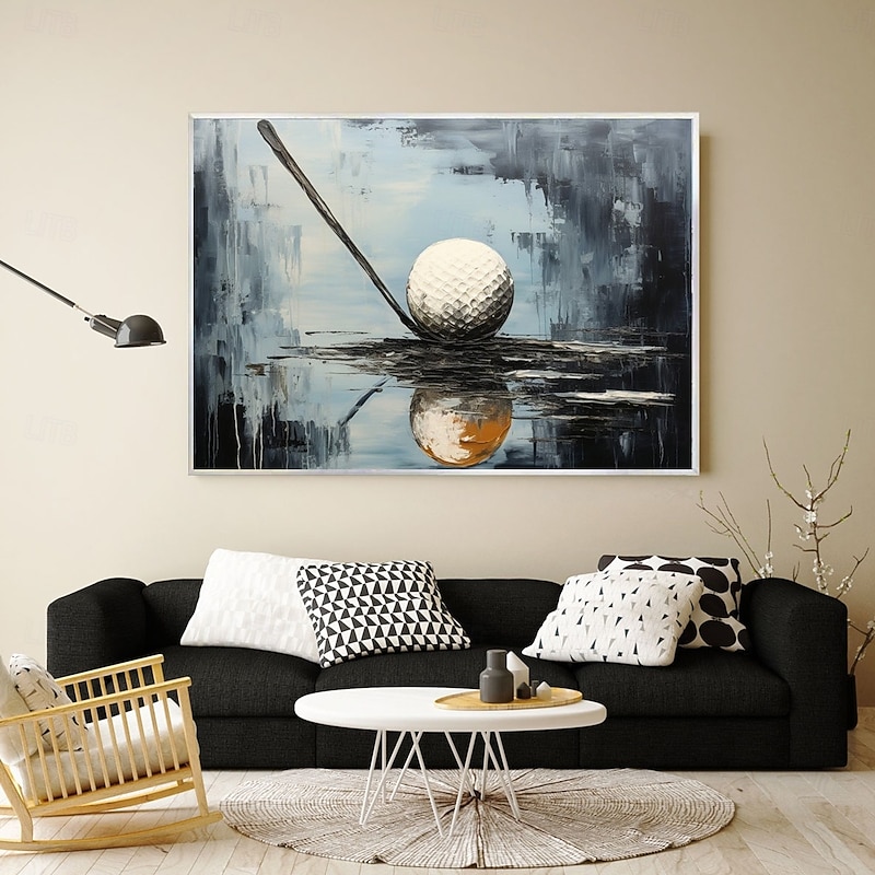 Handmade Original Golf Sport Oil Painting On Canvas Abstract Golf Ball Wall Art for Home Decor With Stretched Frame Without Inner Frame Painting2
