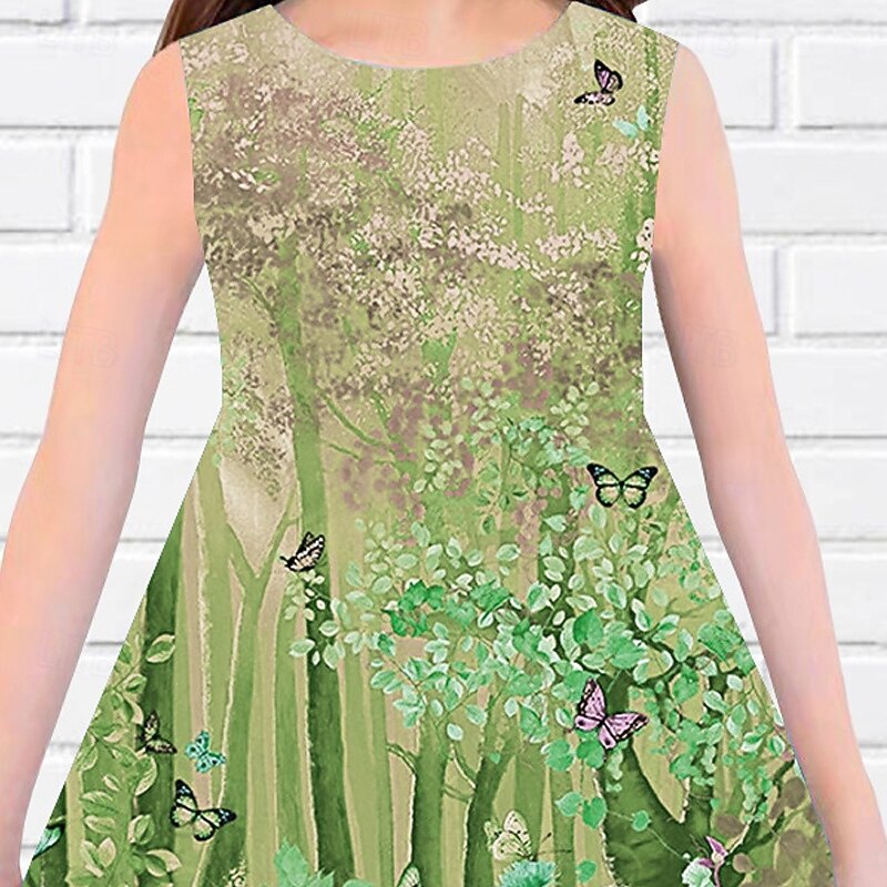 Girls' 3D Flower Dress Sleeveless Summer Spring Vacation Daily Holiday Princess Beautiful Sweet Kids 4-12 Years Casual Dress A Line Dress Knee-length Regular Fit2