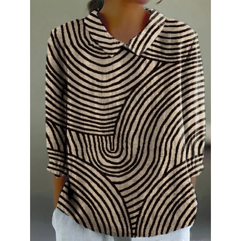 Women's Blouse Long Sleeve Peter Pan Collar Casual Floral Graphic Stylish Collar Regular Tops Daily Buttons Print Black White Blue Orange Brown Summer Spring
