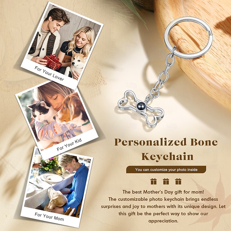 Personalized Projection Dog Photo Keychain,Custom Memorial Gift Keychain, Pet Memorial Gift, Sympathy Gift for Loss of Dog, Custom Keepsake for Birthday, Christmas, Father's Day, Mother's Day2