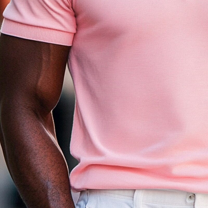 Men's Quarter Zip Polo Street Casual Half Zip Short Sleeve Fashion Solid Color Zipper Summer White Pink Navy Blue Green Quarter Zip Polo3