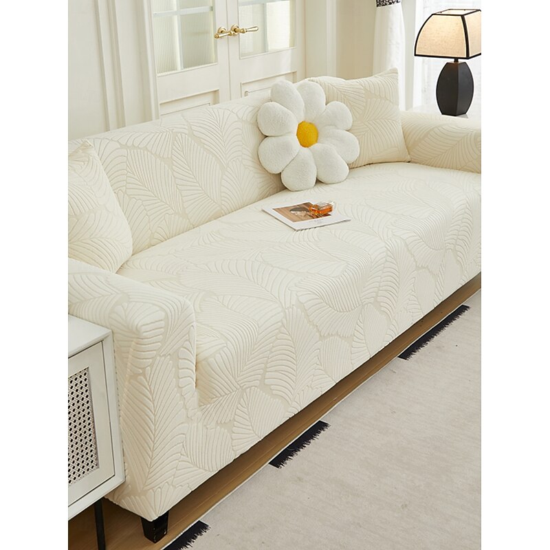1 Full Season Carved Velvet Large Leaf Sofa Cover – Modern Minimalist Style, Pet-Friendly, Anti-Fouling, Anti-Slip, and Dustproof. Scratch-Resistant Protection for L-Shaped and 1/2/3/4-Seat Sofas. Stylish and Durable Furniture Cover