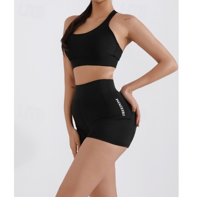 Women's EU / US Size Workout Pants Cozy Leggings Athleisure Workout Short Medium Waist Simple Letter Outdoor Sports Micro-elastic Daily Wear Gym Ash Black 1# Coffee Summer Spring Skinny3