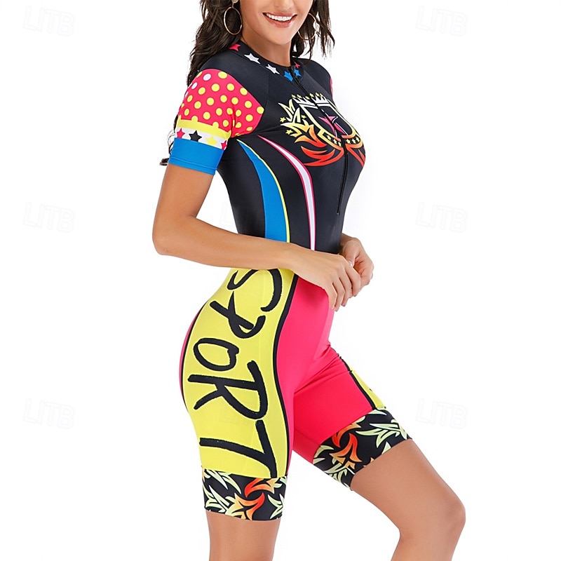 Women's Rash Guard One Piece Swimsuit UV Sun Protection UPF50+ Long Sleeve Swimwear Bathing Suit Front Zip Swimming Surfing Beach Water Sports Patchwork Printed Summer Spring Autumn3
