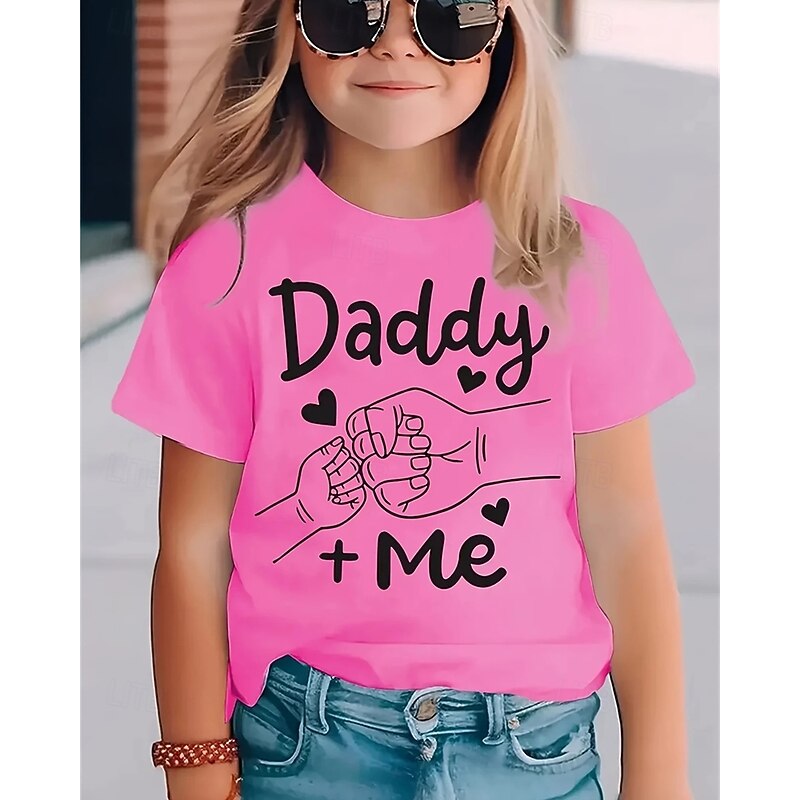 Girls' 3D Letter T shirt Tee Short Sleeve Summer Spring Fashion Basic Kids 4-12 Years Crew Neck Outdoor Casual Daily Regular Fit