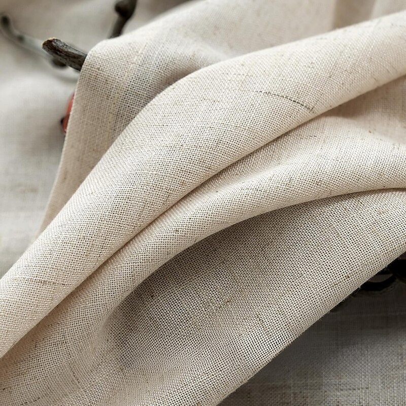 Faux Linen Curtains with Valance Farmhouse Privacy Window Curtain for Living Room Bedroom Ring/Rod Pocket Light Filtering Curtain Drapes 1 Panel 8