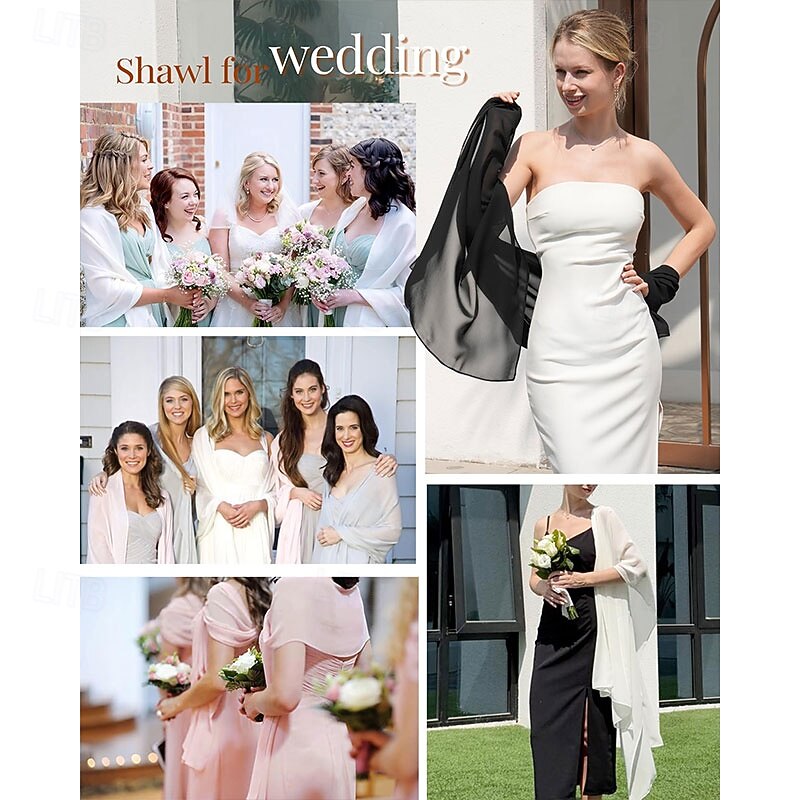 Chiffon Shawl Wraps for Women Evening Dresses Soft Scarf Formal Wedding Bridal Scarves4