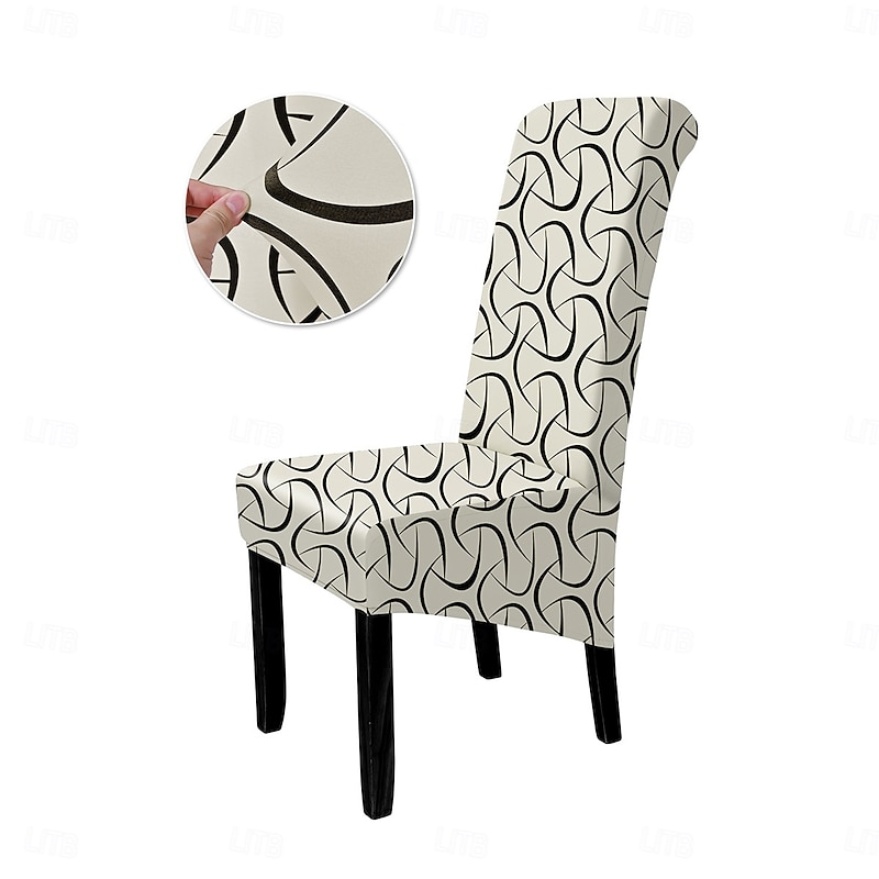 Asymmetric Dining Chair Cover/Elastic Dining Chair Covers, Xl/Extra Large, Removable, Washable And Soft, Extra Large Kitchen, Hotel And Banquet Dining Chair Covers3
