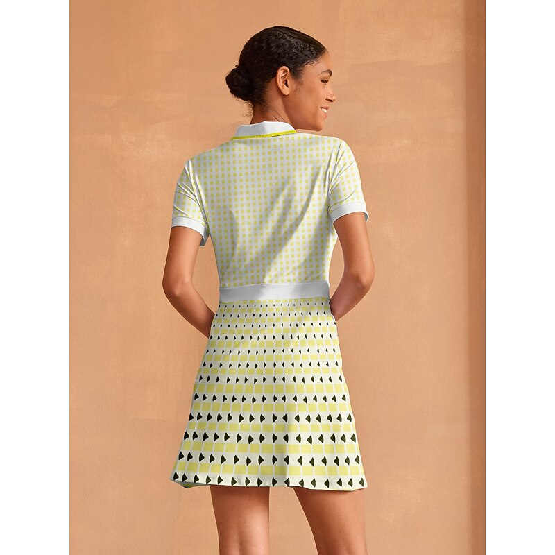 Women's Golf Dress Yellow Short Sleeve Dress Ladies Golf Attire Clothes Outfits Wear Apparel3