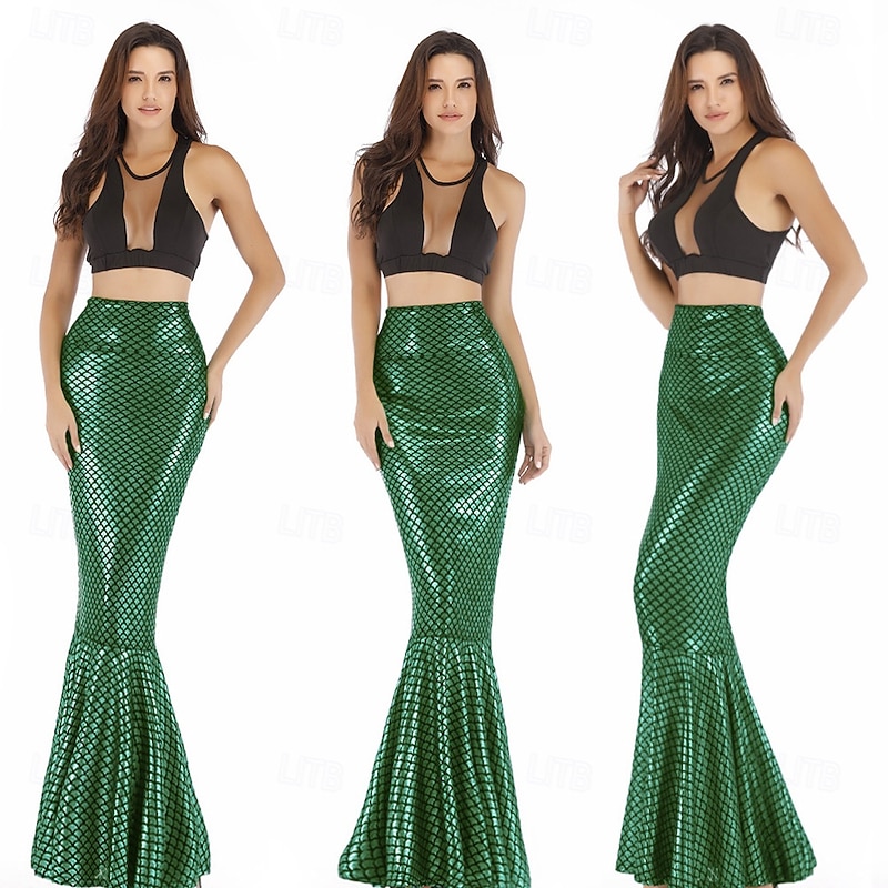 Queen Mermaid Halloween Skirt Mermaid Skirt Mermaid Tail Sexy Drag & Glam Shiny Latex Patent Metallic Adults' Women's Halloween Carnival Music Festival Pride Parade Pride Month Easy Halloween Costumes2