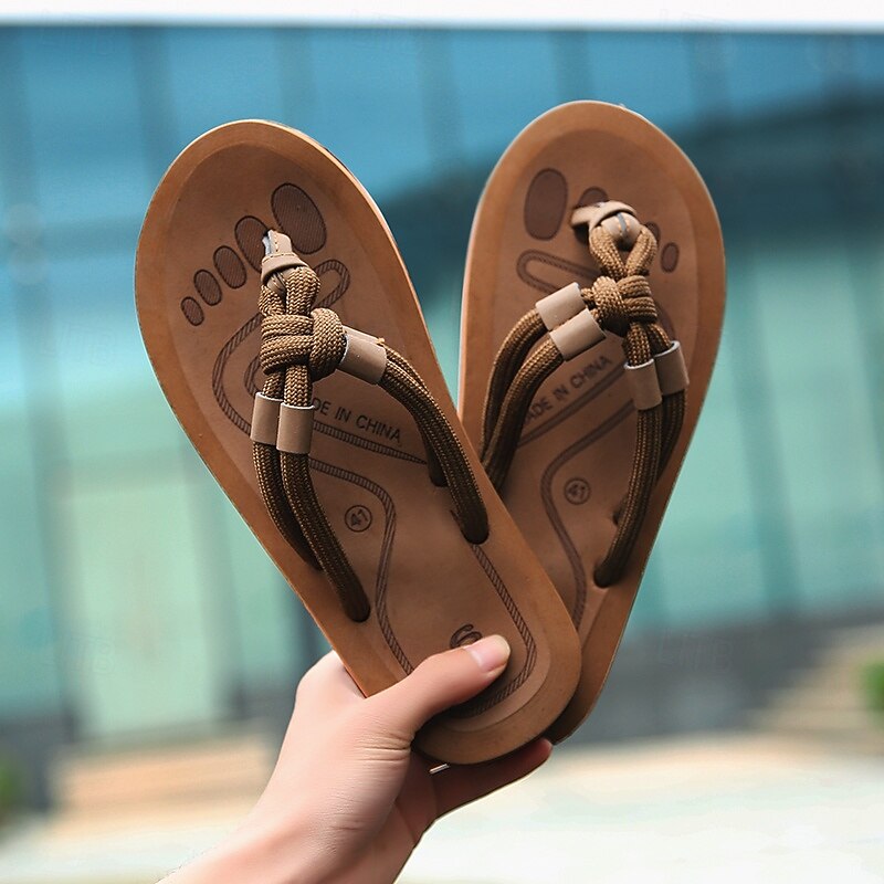 Men's Brown Rope-Style Flip-Flops with Cushioned Sole – Boho-Inspired Summer Sandals for Coastal Walks, Beaches and Casual Daily Use3
