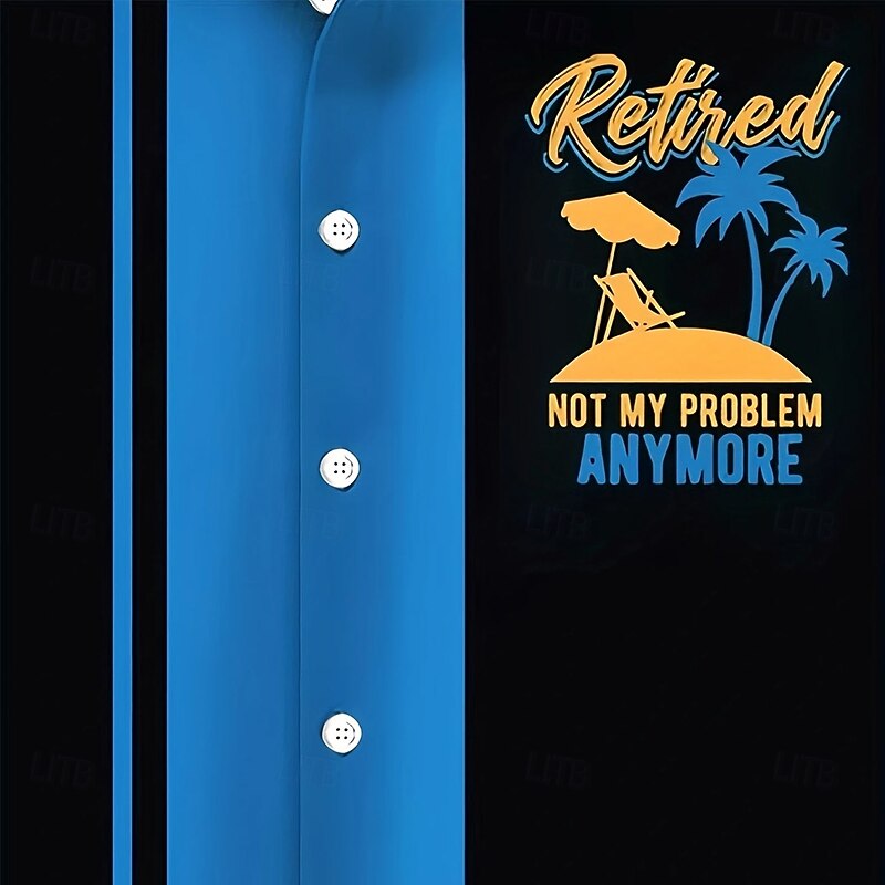 Men's Letter Printed Funny Retirement Plan Shirt Summer Shirt Button Up Shirt Short Sleeve Fashion Casual Outdoor Vacation Dailywear Summer Spring Turndown 3D Print Collared Shirts Front One Pocket4