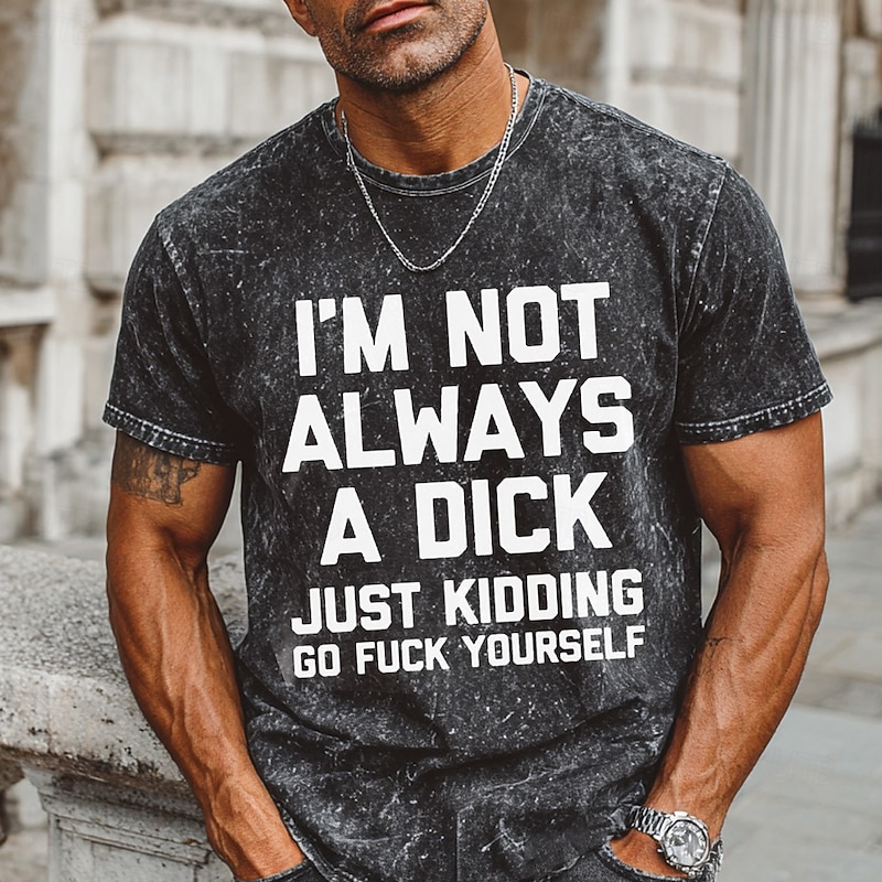 Men's Retro Vintage T shirt Tee Washed Shirt 100% Cotton Short Sleeve Graphic Shirt Black Comfortable Tee Street Daily Fashion Designer Clothing