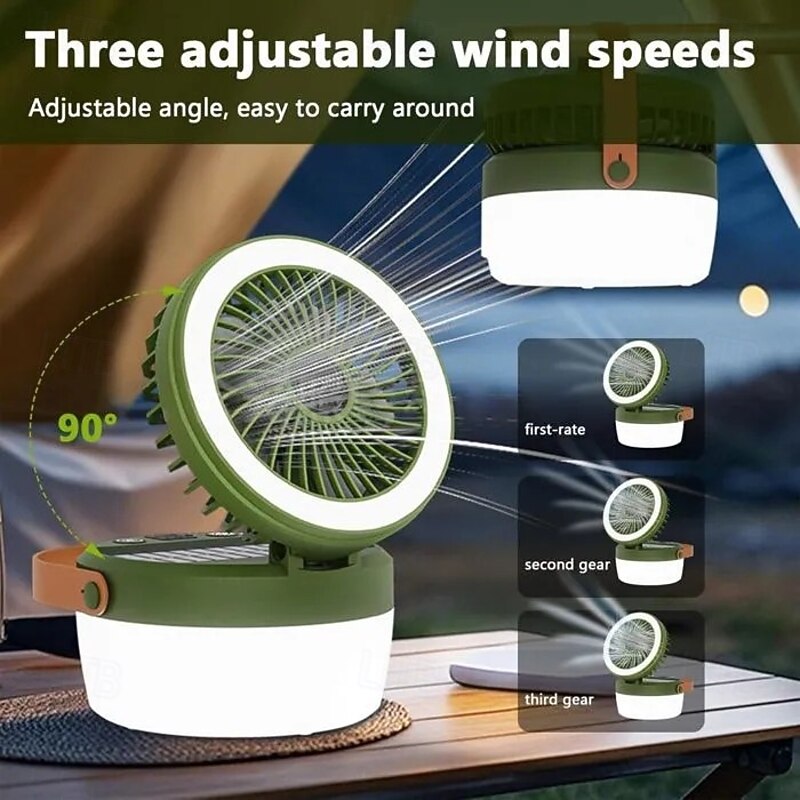 1 Pc Outdoor Solar Camping Light Folding Fan Light Camping Tent Lighting Brightness Wind Speed Adjustable Type-C Powered Portable Lantern3