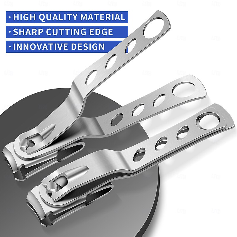 Nail Clippers Set with Slanted and Pointed Tips, Wide Jaw Rotary Nail Cutter with Anti-Splash Design, Double-Sided Nail File, Heavy Duty Toenail Clippers for Thick Nails3