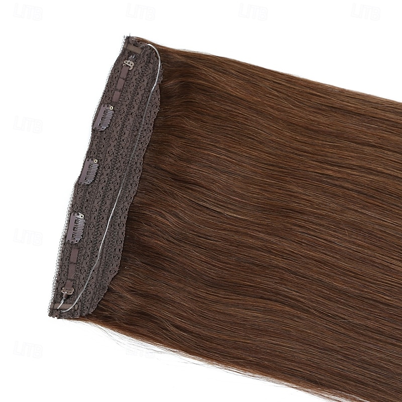 Nvisible Wire Hair Extensions Real Human Hair 20 Inch-50G  22Inch-80G  4# Brown Transparent Fish Line Clip-Ins Hair Piece Human Hair Extensions For Women3