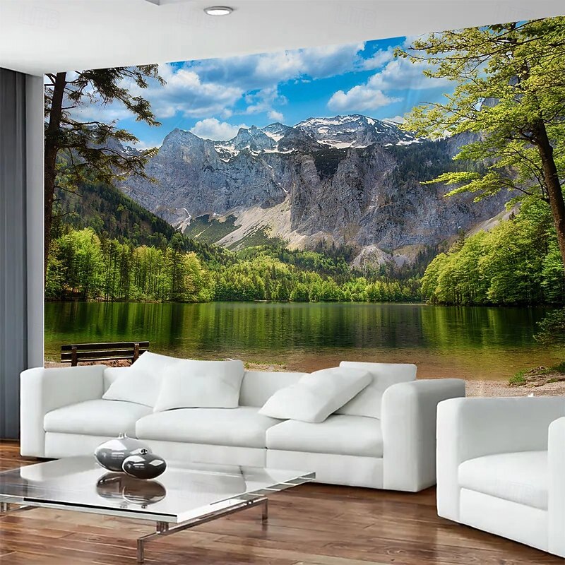 Tree Blue Sky White Cloud Landscape Hanging Tapestry Mural Art Large Tapestry Mural Decoration Photos Background Carpet Curtains Home Bedroom Living Room Decoration4