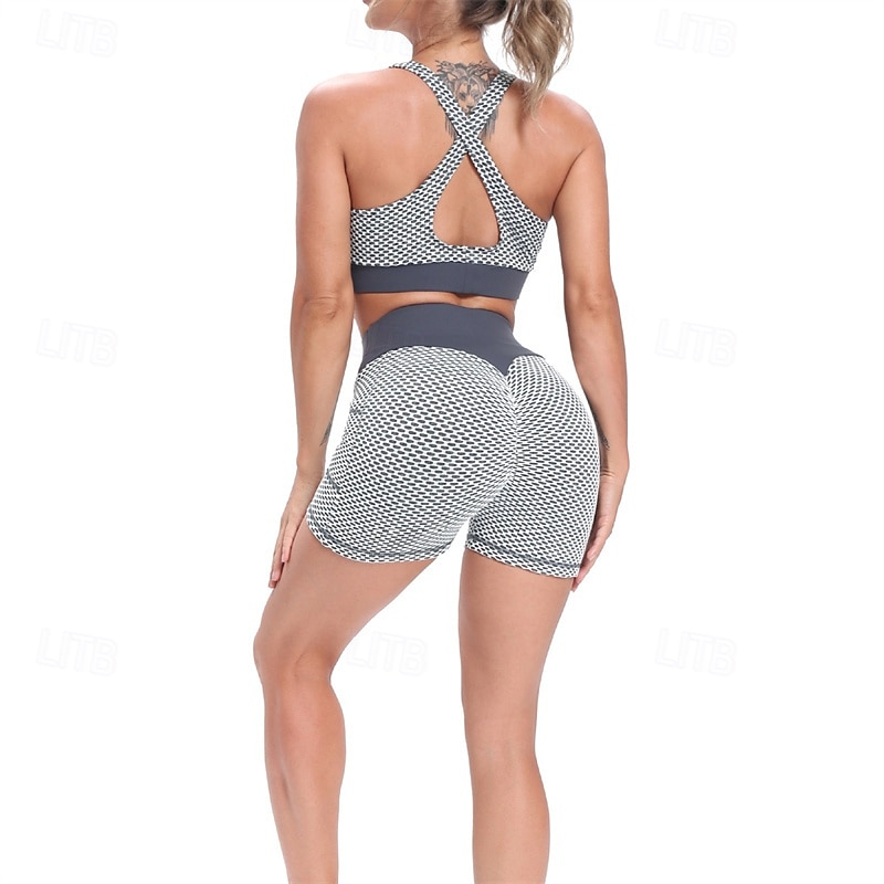 Women's Bubble Tennis Bra Sports Bra Shockproof Moisture Wicking Breathable Tennis Golf Pickleball Halter Neck Crisscross Back Black White Pink Tennis Clothing3