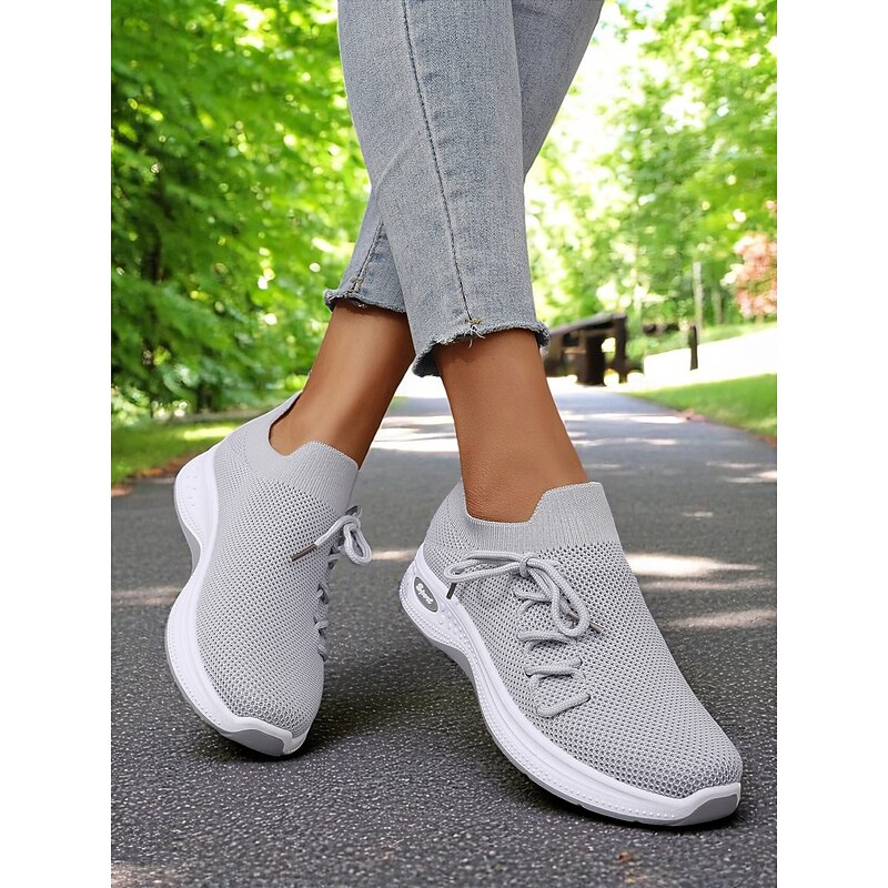 Women's Green Lightweight Flyknit Walking Sneakers – Breathable Knit Mesh Sport Shoes for Active Women – Perfect for Daily Commute, Travel and Casual Park Strolls2