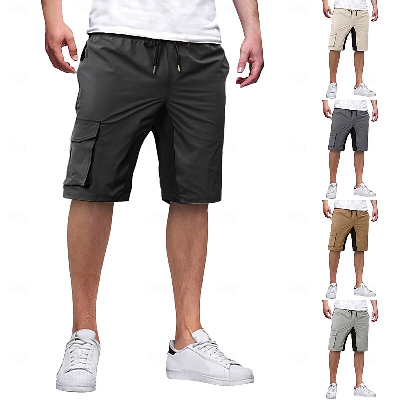 Men's Cargo Shorts Outdoor Shorts Beach Shorts Running Shorts Casual Shorts Drawstring Multi Pocket Straight Leg Color Block Plain Breathable Knee Length Outdoor Casual Gym Vacation Fashion Black4