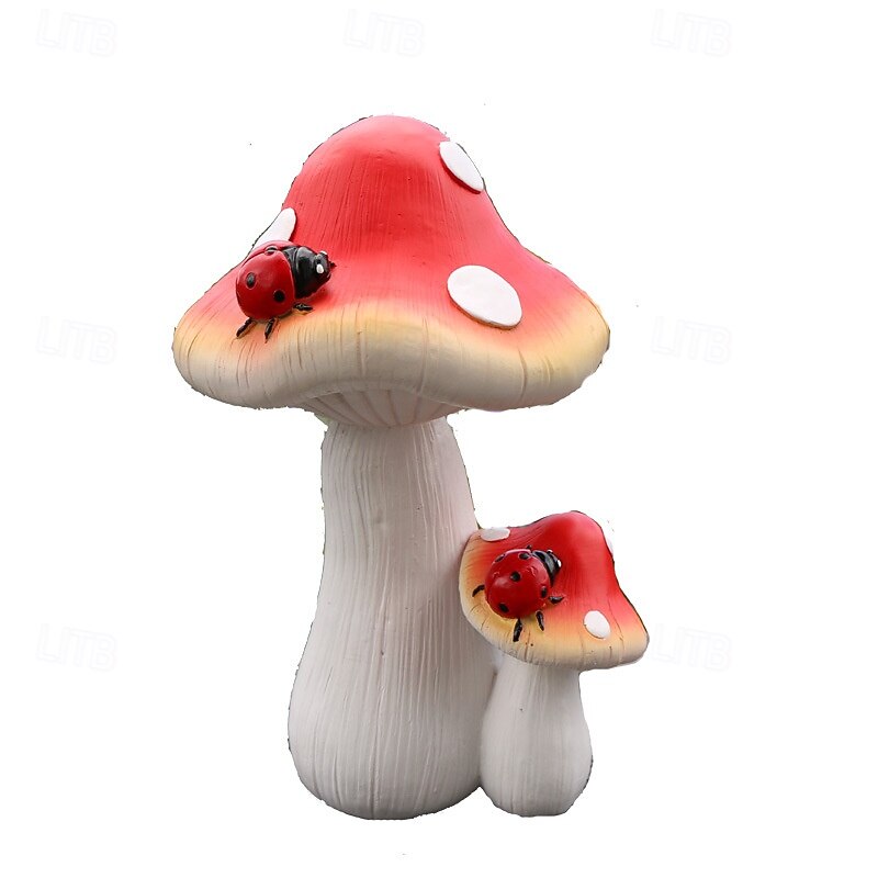 Mushroom Garden Resin Decoration Simulation Color Potted Plant Bonsai Decoration for Courtyard, Fairy Garden Decor, Photography Prop2