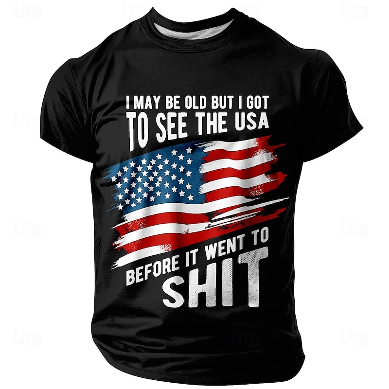 Patriotic T Shirts For Men Eagle American Flag T Shirt Tee Top 100% Cotton Short Sleeve Graphic Shirt Black Dark Grey Dark Blue Comfortable Tee Sports Outdoor Holiday Fashion Designer Clothing