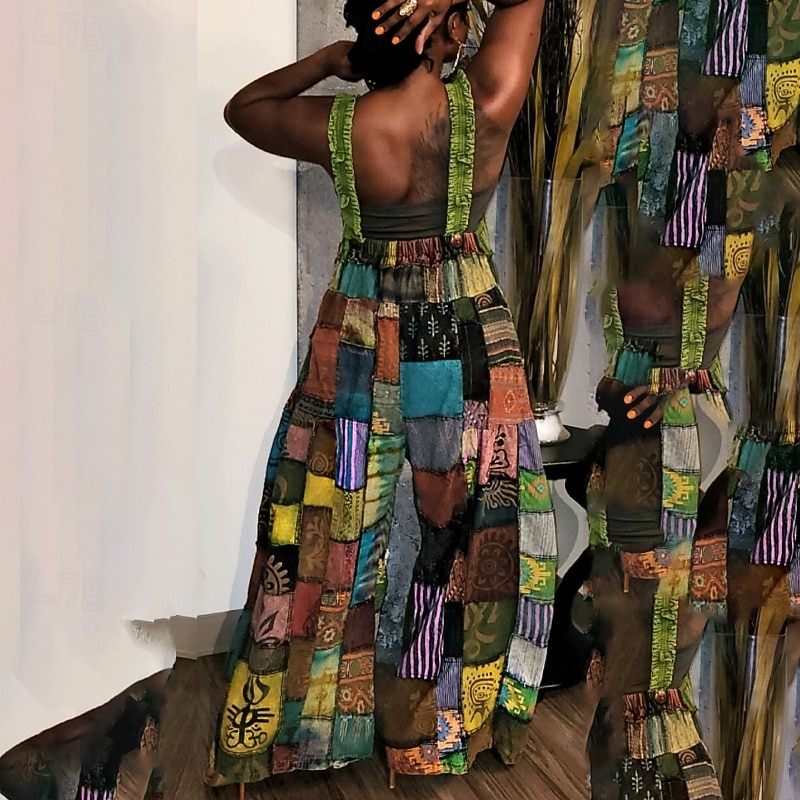 Women's Normal Jumpsuit Casual Floral Sleeveless U Neck Pocket Street Daily Regular Fit Blue Purple Green Summer3