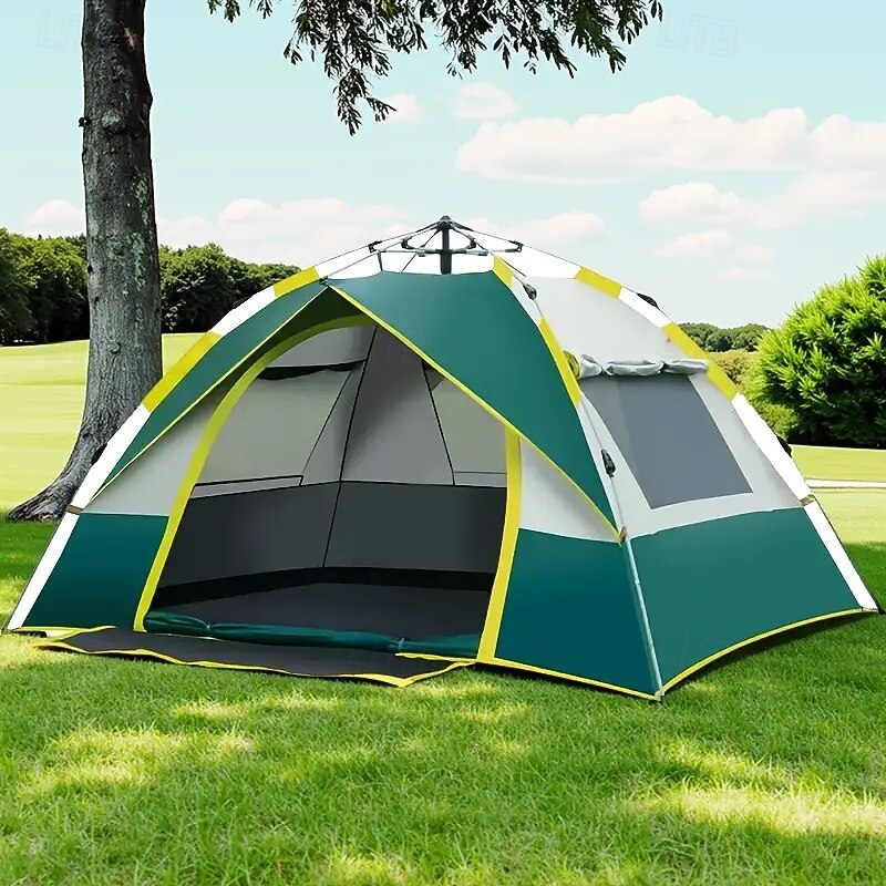 Double Door Double Window Folding Portable Camping Tent Ventilated Waterproof Windproof Portable 2-3/3-4 People Suitable for Outdoor Camping Mountaineering and Travel 8