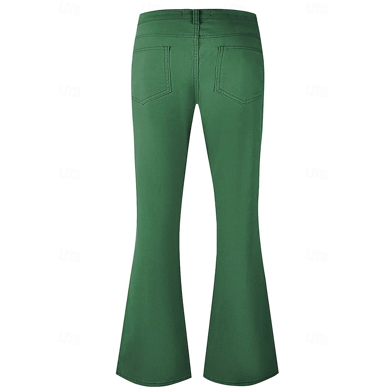 Retro Vintage 1970s Groovy Bell Bottom Pants Flared Trousers Hippie Disco mid rise Solid Color Fancy Dress Men's Halloween Carnival Music Festival Retro Theme Party Adults' Pants4